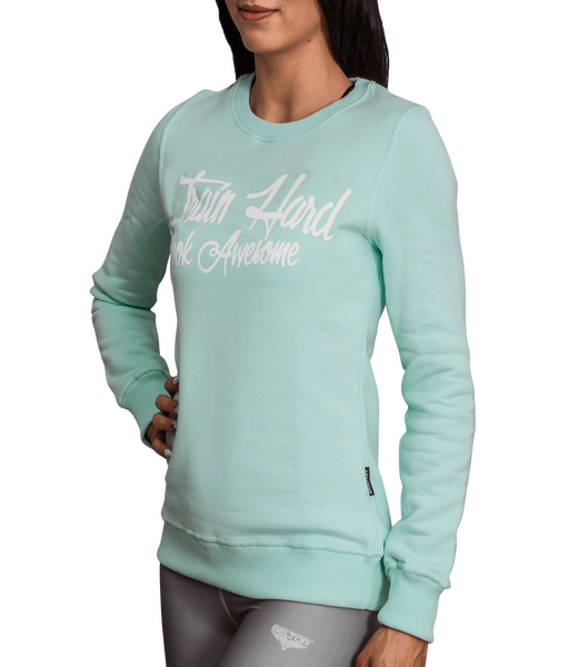 BELTOR BW BLUZA DAMSKA / CREWNECK "TRAIN HARD LOOK AWESOME" miętowy/mint    S   B0967 *
