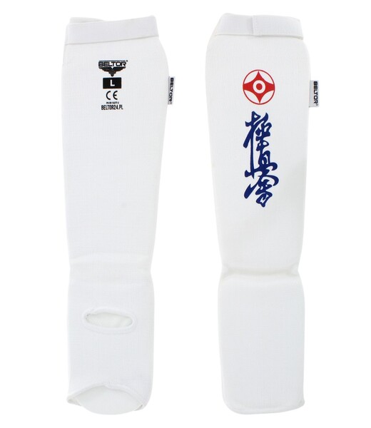 BELTOR KARATE OCHRANIACZE GOLENI I ŚRÓDSTOPIA / SHIN INSTEP GUARDS "KABE KYOKUSHINKAI" biały/white L B2202