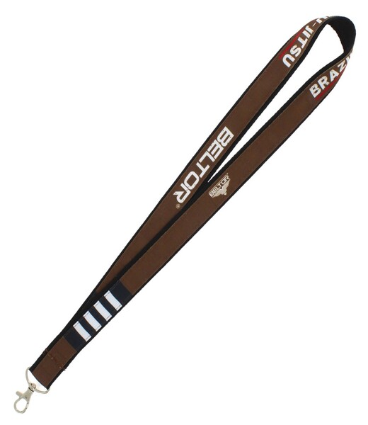 BELTOR BJJ SMYCZ / KEY HOLDER PREMIUM "BRAZILIAN JIU-JITSU" brązowy - brown pas do BJJ z czarnym podszyciem! szer. 2,5cm  B3181 *