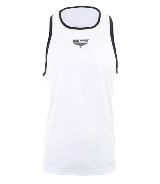 BELTOR BW KOSZULKA BOKSERSKA NA RAMIĄCZKACH / TANK TOP "BOXING ALPHA" biały/czarny - white/black XS B2722 *