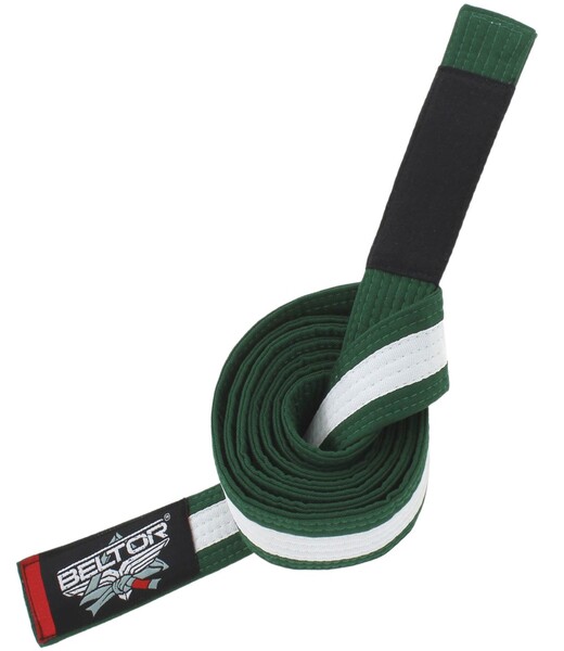 BELTOR BJJ GI BELT / PAS - JUNIOR / DLA DZIECI green/white - zielony/biały M4 B1417