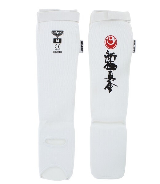 BELTOR KARATE OCHRANIACZE GOLENI I ŚRÓDSTOPIA / SHIN INSTEP GUARDS "KABE SHINKYOKUSHINKAI" biały/white M B2206