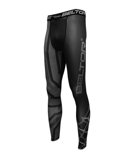 BELTOR BW LEGGINSY / LONG PANTS "GRAPPLER"  L czarny/szary - black/gray B0320 *