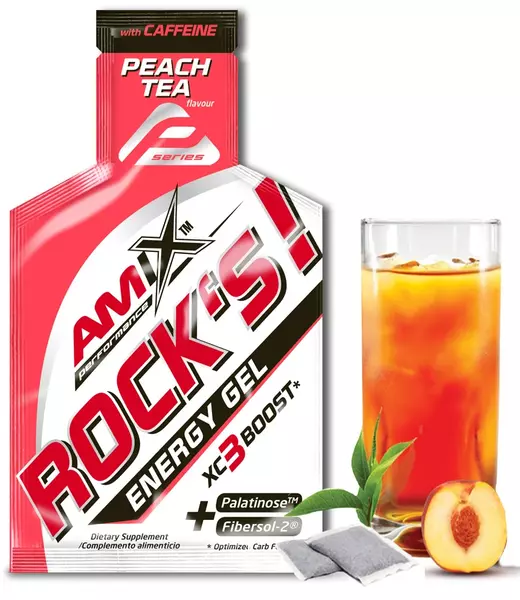 AMIX PERFORMANCE ROCKS ENERGY GEL WITH CAFFEINE 32 g. PEACH TEA - ŻEL ENERGETYCZNY Z KOFEINĄ ( op. 20 szt. )