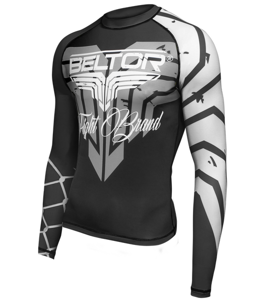 BELTOR BW RASHGUARD LONG SLEEVE "PREDATOR" czarny/biały - black/white XXL  B1010 *