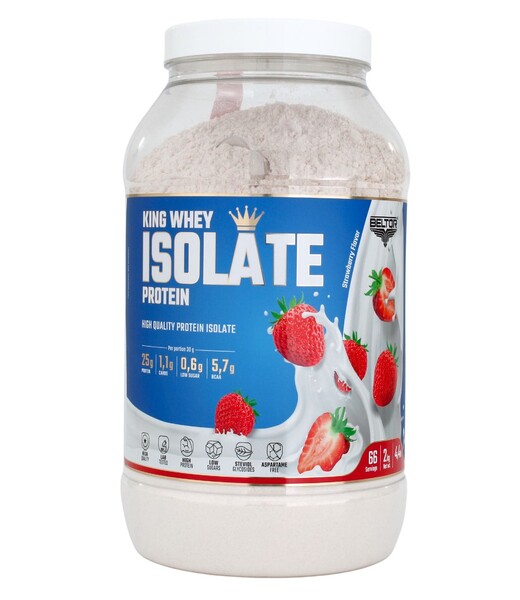 BELTOR KING WHEY ISOLATE PROTEIN 2000 g. (puszka) Strawberry / Truskawka B1574