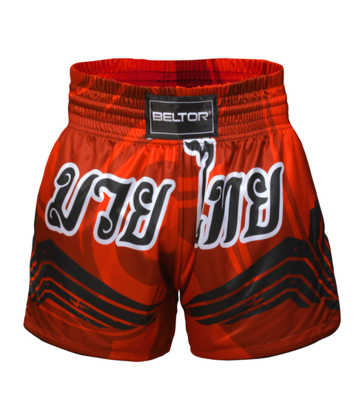 BELTOR BW SPODENKI MUAY THAI 01 czerwony/red XXL B1216 *