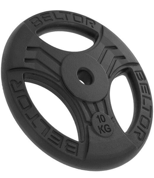 BELTOR OBCIĄŻENIE ŻELIWNE KIEROWNICA "FASTGRIP" / IRON HANDLE PLATES 26mm / 10kg CZARNE / BLACK B1614