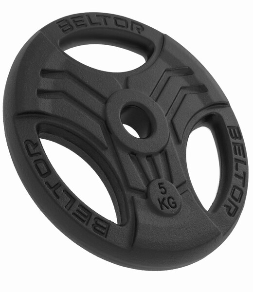 BELTOR OBCIĄŻENIE ŻELIWNE KIEROWNICA "FASTGRIP" / IRON HANDLE PLATES 29mm / 5kg CZARNE / BLACK B1608