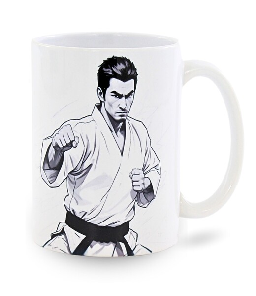 BELTOR KARATE KUBEK / MUG "KARATE WE DO 01" biały - white B3160