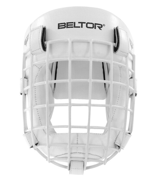BELTOR KASK Z KRATKĄ / SPARRING HEAD GUARD WITH GRILLE "COMBAT"  biały - white + Premium rzepy od środka XL B1292