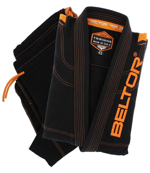 BELTOR BJJ GI / KIMONO "TRAINING" GI 450 GSM black/orange - czarny/pomarańczowy A3 B2402