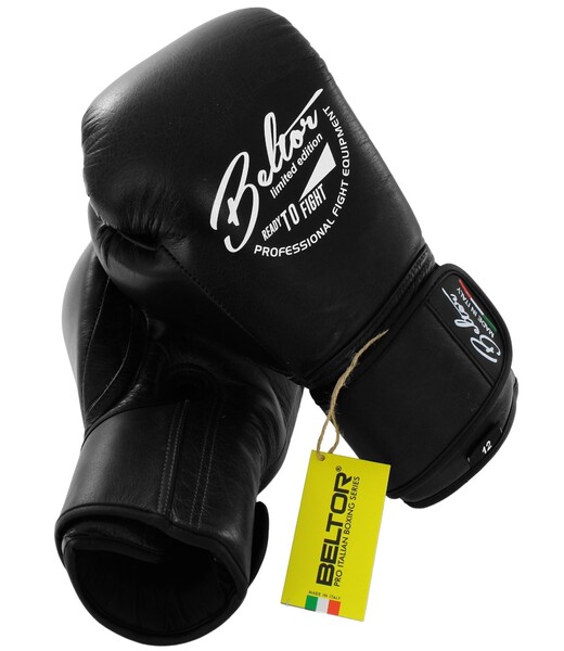 BELTOR - MADE IN ITALY - RĘKAWICE BOKSERSKIE / BOXING GLOVES "Torino" czarny/black  10oz B1546