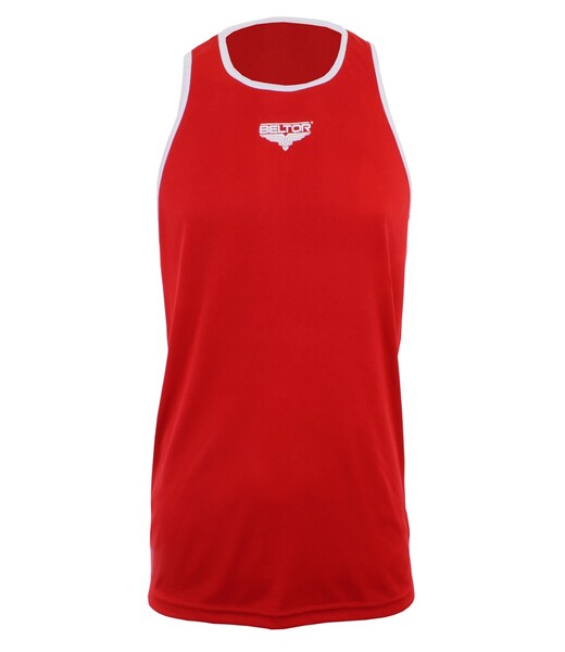 BELTOR BW KOSZULKA BOKSERSKA NA RAMIĄCZKACH / TANK TOP "BOXING ALPHA"  czerwony/biały - red/white    S  B2697 *