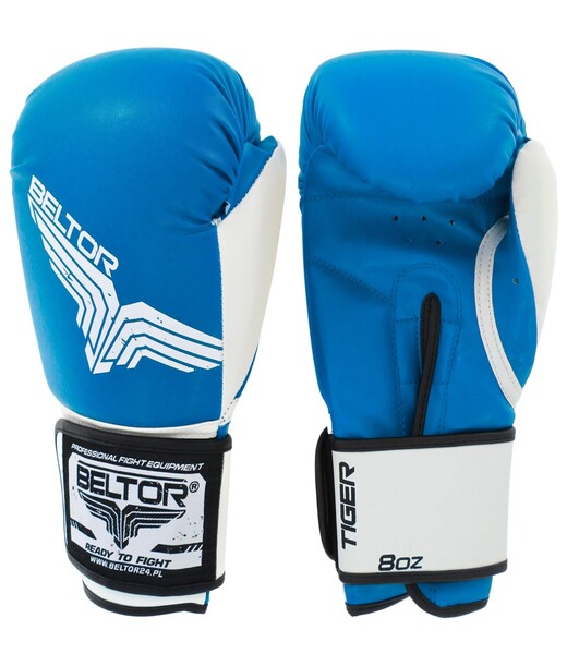 BELTOR RĘKAWICE BOKSERSKIE / BOXING GLOVES "TIGER" 16oz niebieski/blue B0834