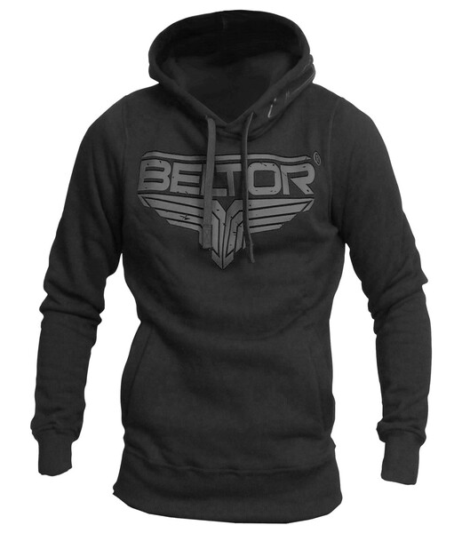 BELTOR BW BLUZA Z KAPTUREM / HOODIE "BLACK ON BLACK LOGO" czarny/black L B1850 *
