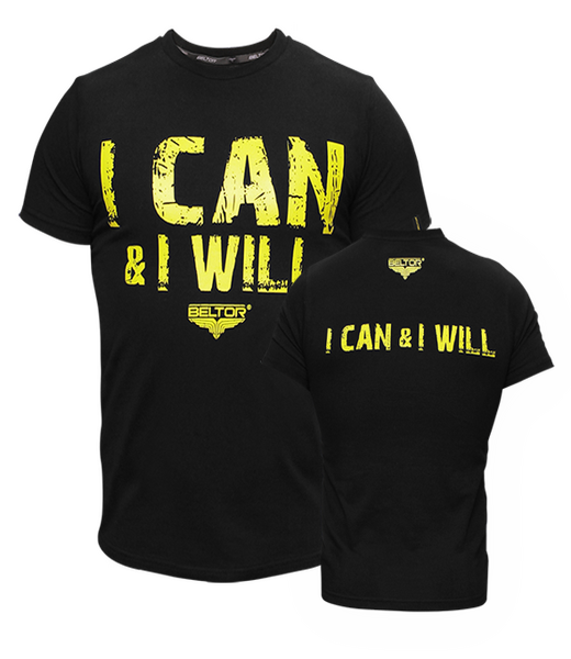 BELTOR BW T-SHIRT SLIM "I CAN AND I WILL" czarny/black M B0627 *