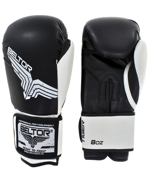BELTOR RĘKAWICE BOKSERSKIE / BOXING GLOVES "TIGER"   16oz czarny/black B0824