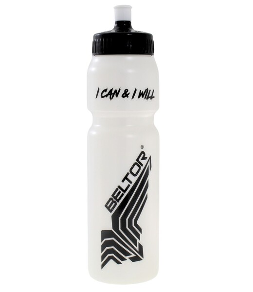 BELTOR BIDON / SPORT BOTTLE 750ml "I CAN & I WILL" biały/czarny - white/black B3186 *