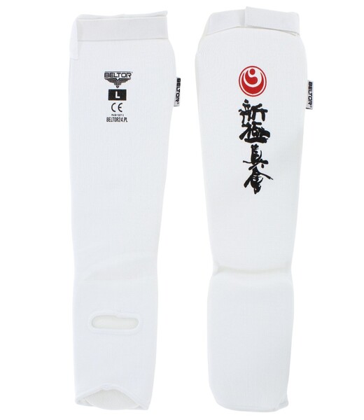 BELTOR KARATE OCHRANIACZE GOLENI I ŚRÓDSTOPIA / SHIN INSTEP GUARDS "KABE SHINKYOKUSHINKAI" biały/white L B2207