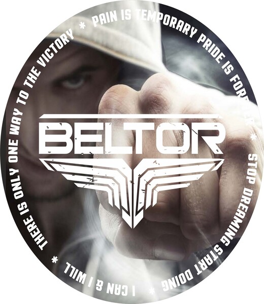 BELTOR NAKLEJKA OKRĄGŁA LOGO + FIST B0989