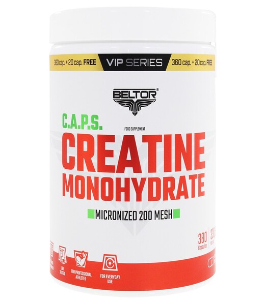 BELTOR CREATINE MONOHYDRATE CAPS 380 kaps. VIP SERIES! (360 + GRATIS 20 kaps.) B1749 *