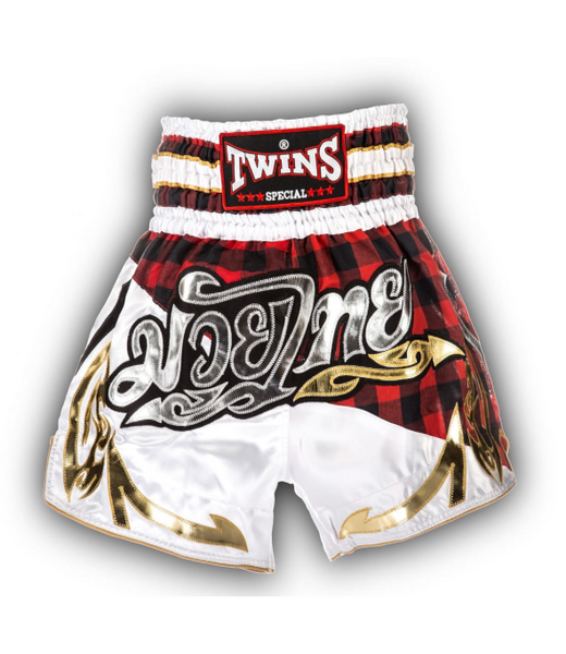Twins Spodenki Tajskie TWS-851 Red/Gold/Silver TARTAN "M"