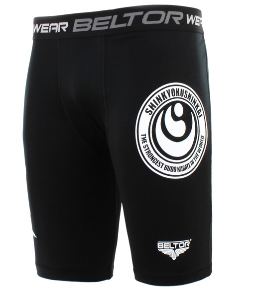 BELTOR KARATE BW SHORTS / SPODENKI OBCISŁE "SHINKYOKUSHINKAI 01" czarny/black L B1647 *
