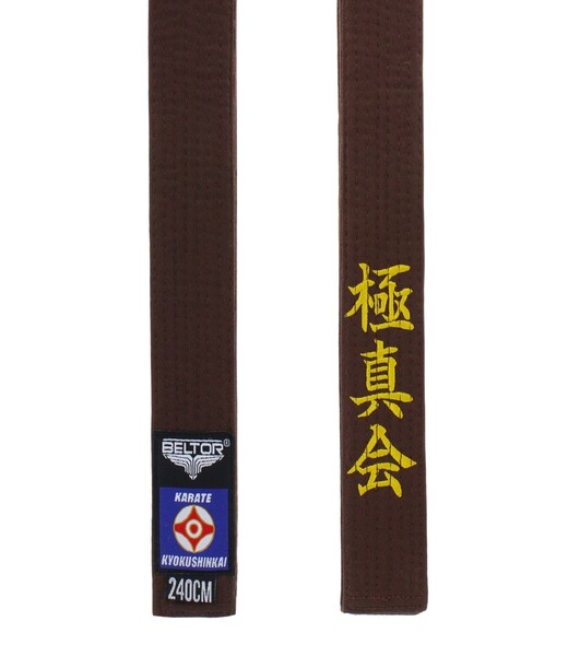 BELTOR KARATE BELT / PAS KYOKUSHINKAI HAFT PREMIUM brown/brązowy 240cm B2546