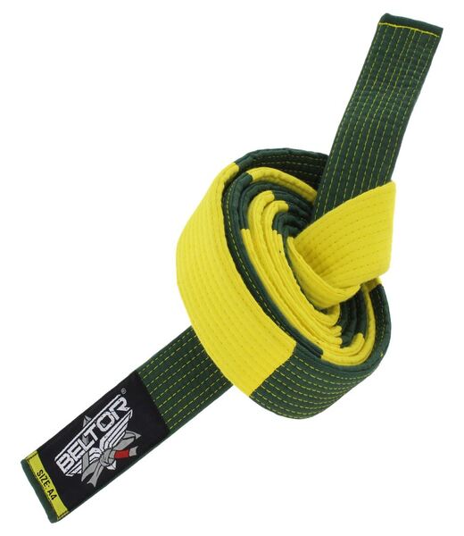BELTOR BJJ GI COMPETITION BELT / PAS TURNIEJOWY yellow/green - żółty/zielony A4 B2574