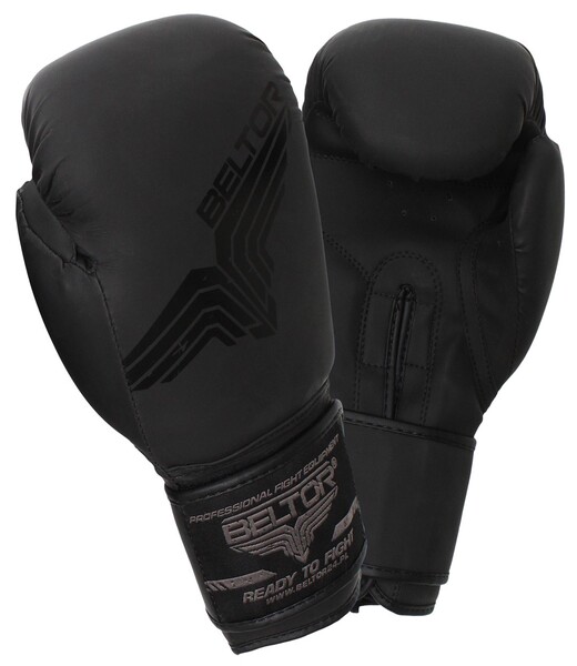 BELTOR RĘKAWICE BOKSERSKIE / BOXING GLOVES "TIGER" czarny/czarny - black on black  8oz  B2412