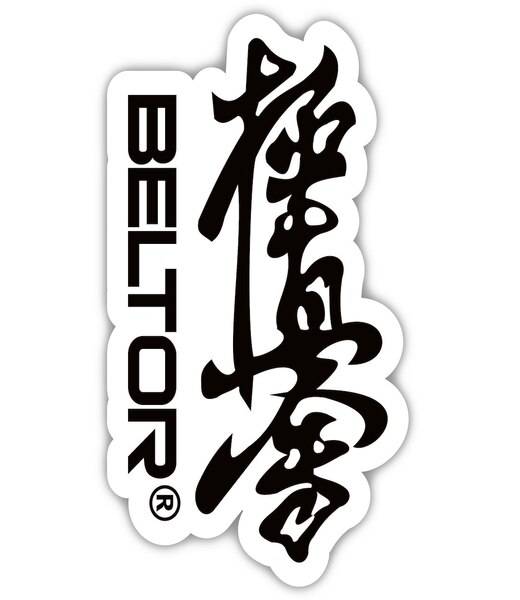 BELTOR KARATE MAGNES / KARATE MAGNET "BELTOR KANJI KYOKUSHINKAI" black on white - czarne logo na białym tle 48x80mm  B3992