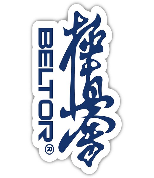 BELTOR KARATE MAGNES / KARATE MAGNET "BELTOR KANJI KYOKUSHINKAI" navi on white - granatowe logo na białym tle 48x80mm B3993