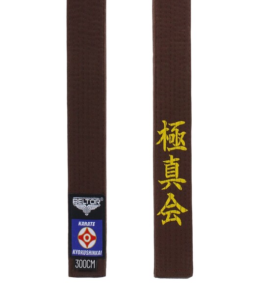 BELTOR KARATE BELT / PAS KYOKUSHINKAI HAFT PREMIUM brown/brązowy 300cm B2549