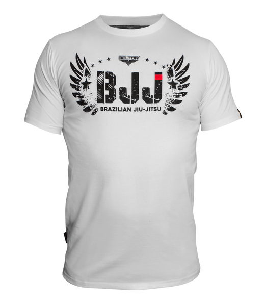 BELTOR BW T-SHIRT SLIM "BJJ"  biały/white XL  B0909 *