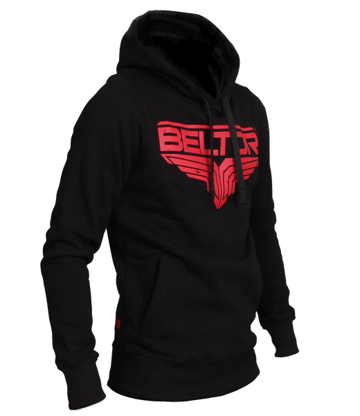 BELTOR BW BLUZA Z KAPTUREM / HOODIE "RED LOGO" czarny/black L B1043 *