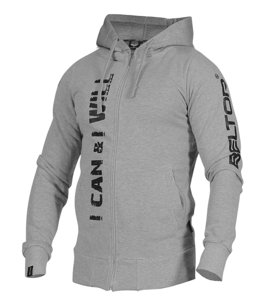 BELTOR BW BLUZA ZIP Z KAPTUREM / ZIP HOODIE "I CAN & I WILL" M melanż/melange B0856 *