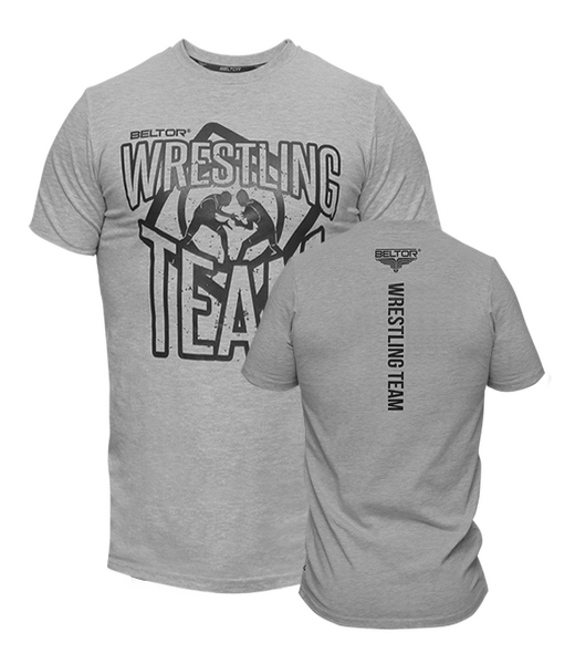 BELTOR BW T-SHIRT SLIM "WRESTLING TEAM 01" szary/melange L B0618 *