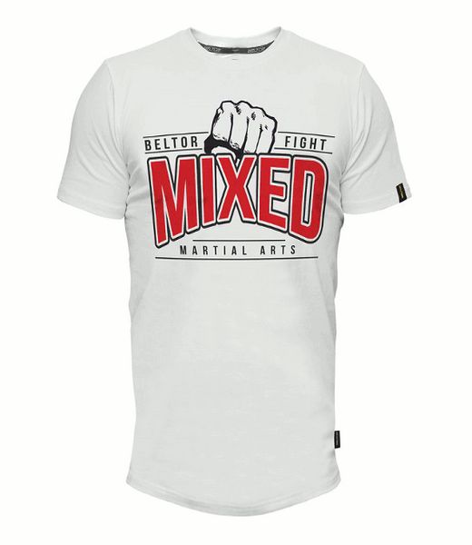 BELTOR BW T-SHIRT SLIM "MIXED MARTIAL ARTS" biały/white S B0796 *