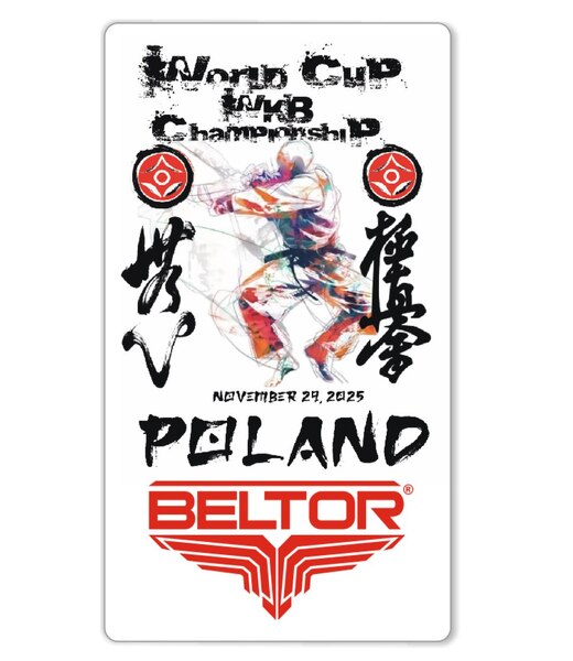 BELTOR KARATE MAGNES / KARATE MAGNET "BELTOR RED RECTANGLE WORLD CUP WKB 2025" 55x90mm B4014