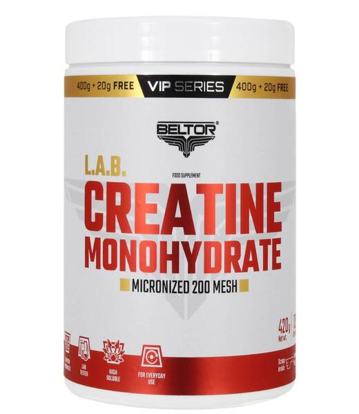 BELTOR CREATINE MONOHYDRATE LAB 420 g. Neutral flavor / Smak neutralny VIP SERIES ! (400g + GRATIS 20g) B1773 *
