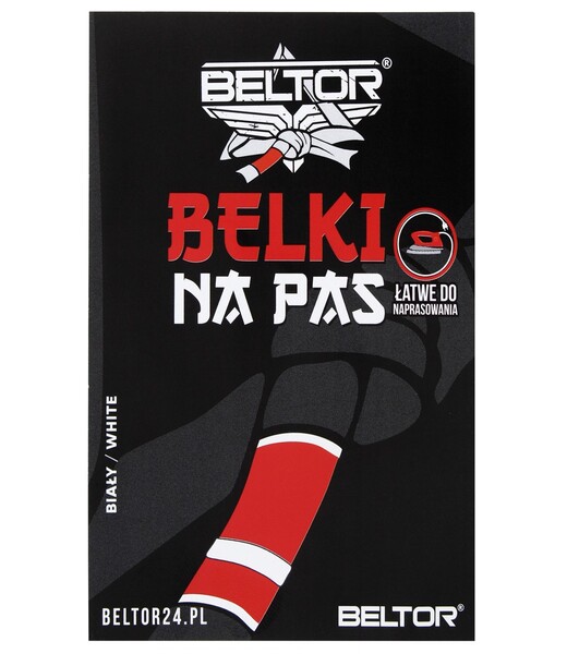 BELTOR BJJ BELKA PAGON NA PAS DO KIMONA  "BELT STRIPE"  biały - white 10x35mm  B3166