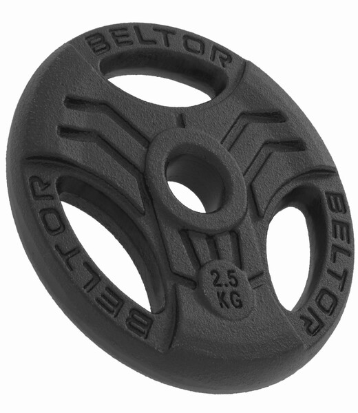 BELTOR OBCIĄŻENIE ŻELIWNE KIEROWNICA "FASTGRIP" / IRON HANDLE PLATES 29mm /  2,5kg CZARNE / BLACK B1607