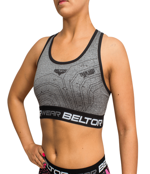 BELTOR BW STANIK SPORTOWY / SPORTS BRA "TRAIN HARD" szary/grey S B0873 *