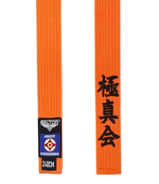BELTOR KARATE BELT / PAS KYOKUSHINKAI HAFT orange/pomarańczowy 240cm B2518