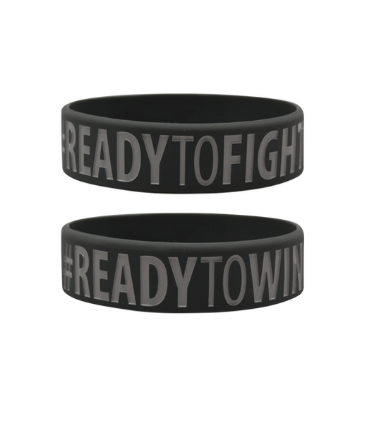 BELTOR OPASKA SILIKONOWA / WRISTBAND "READY TO WIN - READY TO FIGHT" - szara/gray 20cmx1,7cm One Size  B0335 *