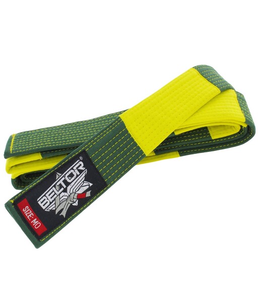 BELTOR BJJ GI COMPETITION BELT / PAS TURNIEJOWY SOFT yellow/green - żółty/zielony M0  B3074