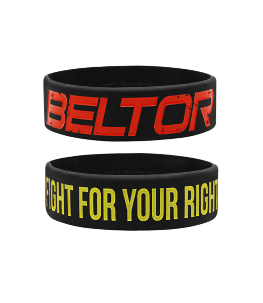 BELTOR OPASKA SILIKONOWA / WRISTBAND "FIGHT FOR YOUR RIGHT" - czarny/black 20cmx1,7cm One Size B0331 *