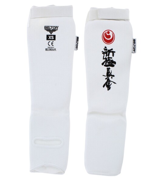 BELTOR KARATE OCHRANIACZE GOLENI I ŚRÓDSTOPIA / SHIN INSTEP GUARDS "KABE SHINKYOKUSHINKAI" biały/white    XS  B2204
