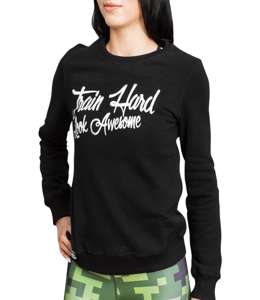 BELTOR BW BLUZA DAMSKA / CREWNECK "TRAIN HARD LOOK AWESOME" czarny/black       S  B0959 *